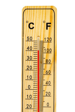 Fototapete - thermometer shows high temperature in summer heat