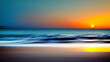 © dea - Seascape abstract beach background. blur bokeh light of calm sea and sky. Focus on sand foreground ai generative
