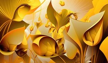  A Digital Painting Of Yellow Flowers On A Yellow Background With A White Background.  Generative Ai