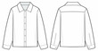 Slim fit Long Sleeve Shirt fashion technical drawing template. Long Sleeve Illustration. front and back view, white color, women, mockup.