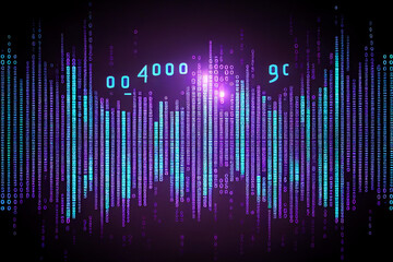 Binary computer matrix code data stream background showing a coding transmission over the global internet network for cloud storage encryption, Generative AI stock illustration image