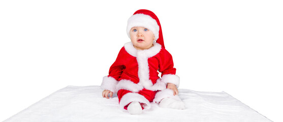 Poster - Cute Santa Claus boy on background