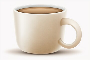 Sticker - A cutout of a beige porcelain coffee cup with no coffee inside it, placed on a white background. Generative AI