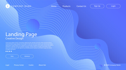Wall Mural - Modern Abstract Website Landing Page Background Fluid Liquid Wave Lines and Blue Gradient Color