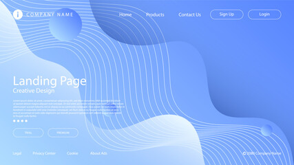 Wall Mural - Modern Abstract Website Landing Page Background Fluid Liquid Wave Lines and Blue Gradient Color