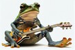 Isolated Frog With Guitar. Generative AI