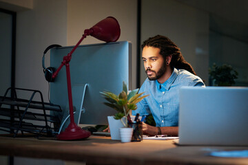Aufkleber - Hard work is the true enduring characteristic of successful people. Cropped shot of a young designer working late on a computer in an office.