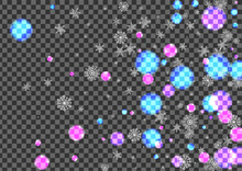 Purple Snowflake Background Transparent Vector. Blur Frost Design. Bright New. Gray Circle Image. Shiny Illustration.