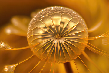 Poster - Dandelion flowers covered with drops of water.