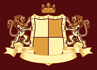 Wall Mural - Heraldic Lion Crest Design