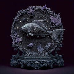 Wall Mural - Zodiac sign of Pisces, fantasy dark fish disc ,made with Generative AI