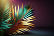 Colorful palm leaves as background. Palm Sunday concept. Generative AI.