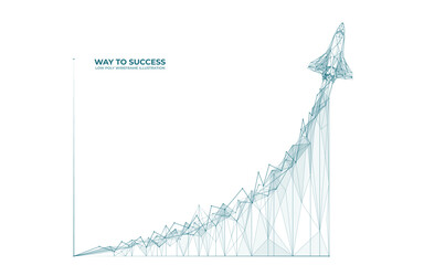 Wall Mural - rocket launch. exponential growth chart from polygons. technology fast growth. business or finance, 