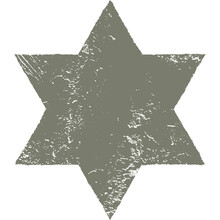 Gray Six-pointed Star With Grunge Texture. Background With The Shape Of A Six-pointed Star And Grunge Texture.