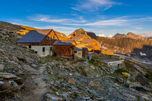 A Mountain Hut Defreggerhaus In High Tauern National Park In Austria.