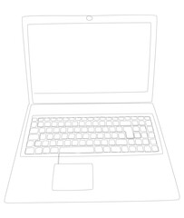 Wall Mural - One continuous line of Laptop. Thin Line Illustration vector concept. Contour Drawing Creative ideas.