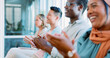 © D Lahoud/peopleimages.com - Applause, business people and crowd in conference, workshop and motivation in convention room. Happy workers clapping hands, and seminar of success, goals and team inspiration in presentation meeting