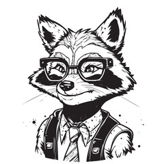 Wall Mural - Funny racoon with glasses being smart