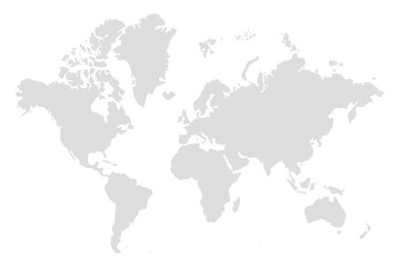  Grey map of the world on a white background. Vector illustration.
