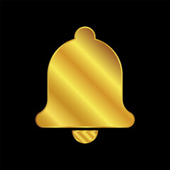 Poster - bell icon, notification bell logo vector illustration for graphic and web design, bell icon in gold color