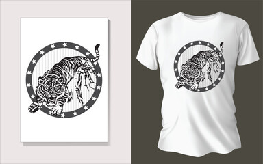 Sticker - Black and white tee shirt design animal face