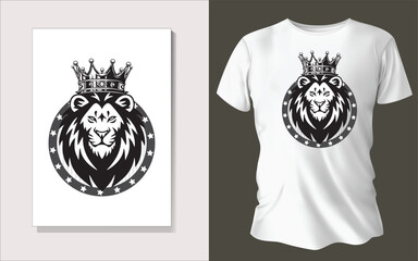 Sticker - Black and white tee shirt design animal face