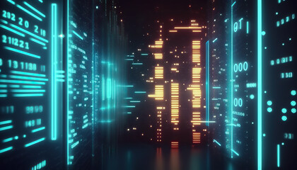Background of binary code symbols showing programming codes. Generative AI