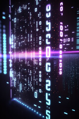 Background of binary code symbols showing programming codes. Generative AI