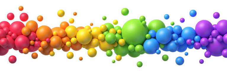 Canvas Print - Multicolored flying spheres. Abstract composition with colorful balls in different sizes isolated on transparent background. PNG file