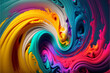 Abstract 3d background of swirl multicolored paint. Vortex of colorful paint. Whirl of bright liquid. Spiral illustration. Digital Art. created with ai