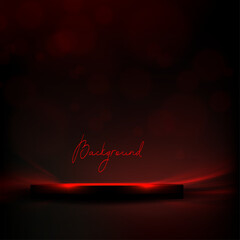 Wall Mural - Abstract red composition with a round shiny podium