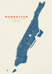 Wall Mural - Manhattan New York map vector poster and flyer