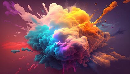 Wall Mural - abstract watercolor explosion, vibrant colour background wallpaper created with generative ai technology