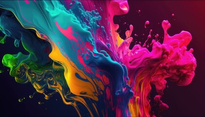 Bright and lively abstract design with fluid colors blending together. Generative AI