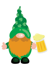 Poster - St Patricks Day gnome holding a beer mug