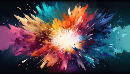 Wall Mural - abstract watercolor explosion, vibrant colour background wallpaper created with generative ai technology