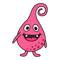 Wall Mural - Pink Cartoon Monster. Vector Illustration of a Funny Monster on a White Background