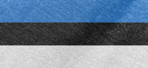 Wall Mural - Estonia fabric flag cotton material wide flags wallpaper colored fabric Estonia flag background