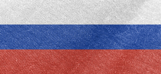 Wall Mural - Russia fabric flag cotton material wide flags wallpaper colored fabric Russia flag background