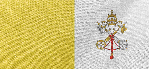 Wall Mural - Vatican City fabric flag cotton material wide flags wallpaper colored fabric Vatican flag background