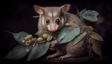 A Possum Eating Eucalyptus Leaves Generative AI