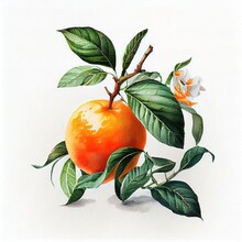 Watercolor Mandarin Oranges Isolated On White Background. Generative AI