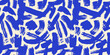 © Dedraw Studio - Abstract brush stroke painting seamless pattern illustration. Modern paint line background in blue color. Messy graffiti sketch wallpaper print, rough hand drawn texture.