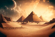 Great pyramids from Giza, Egypt in sunny daytime. Neural network AI generated art