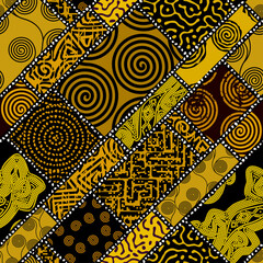 Fototapete - Vector ethnic tribal pattern. Seamless art image.