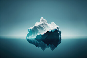 Submerged iceberg in a ocean. Splitwater image of white ice huge lump in water. Antarctic landscape. Generative AI