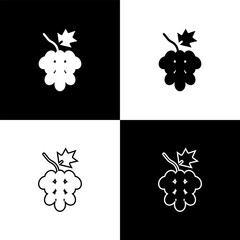 Wall Mural - Set Grape fruit icon isolated on black and white background. Vector