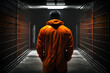 Handcuffed Prisoner in orange suit waiting for Death Penalty. Neural network AI generated art