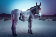 Beautiful Photo Donkey, Natural Background. Generative AI Technology.
