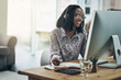 © Jadon B/peopleimages.com - Call the expert. She knows what shes talking about. Shot of a young woman using a headset and computer in a modern office.